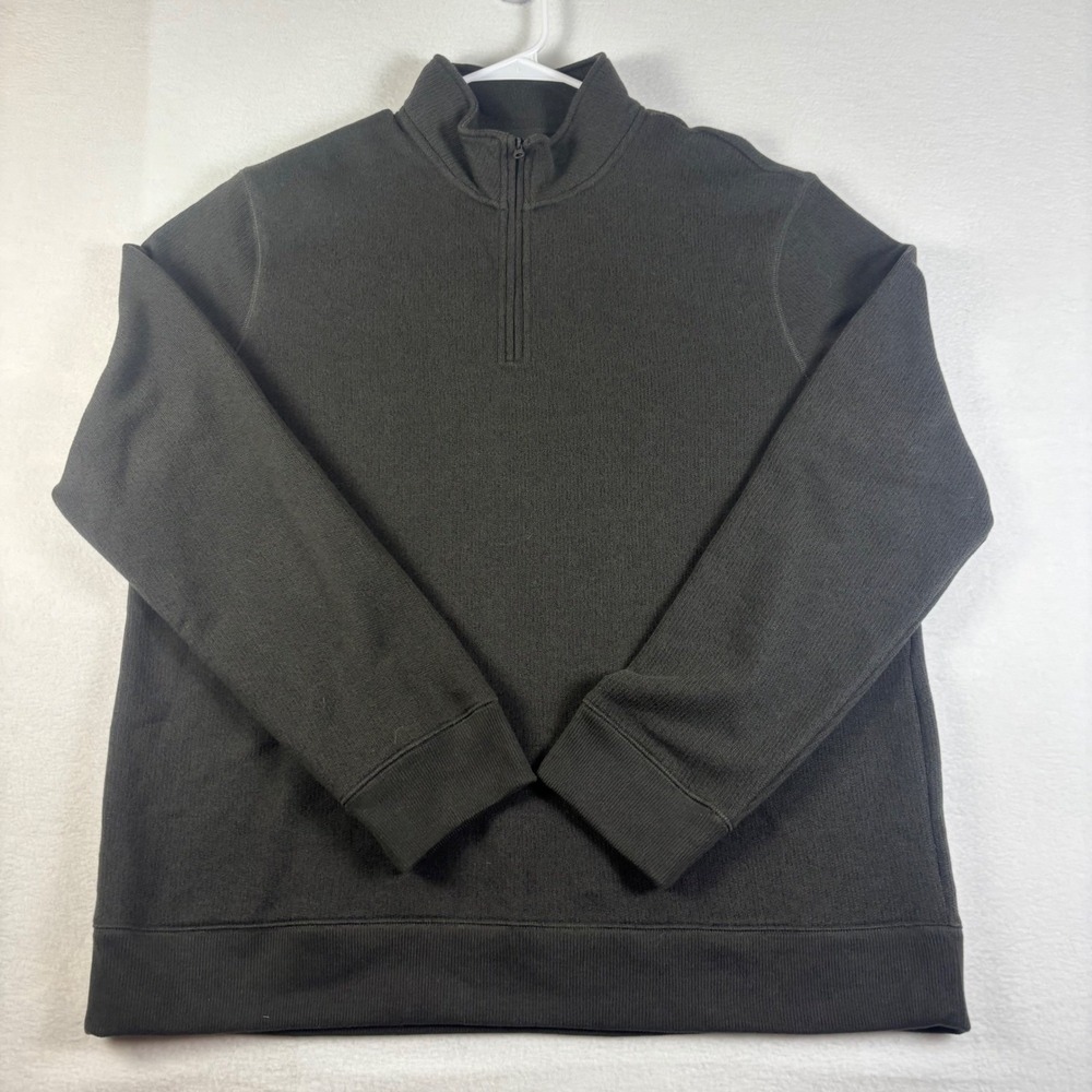 Sonoma Goods For Life Mens XXL Quarter Zip Pullover Ribbed Sweater Dark Green